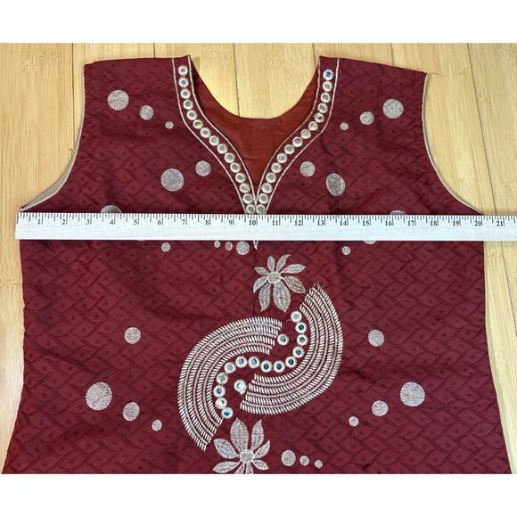 Women's Sz Lrg Indian Kurtas Set Lot Of 2 Tunic/Dress & Scarf Great Condition - Picture 3 of 8